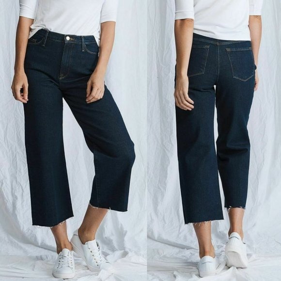 Frame Women's Size 27 Bronx Ali Wide Crop Raw Edge Jeans - Picture 1 of 12